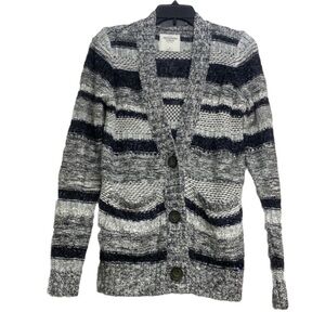 Abercrombie & Fitch Black White Chunky Knit Buttoned Cardigan Small NEW